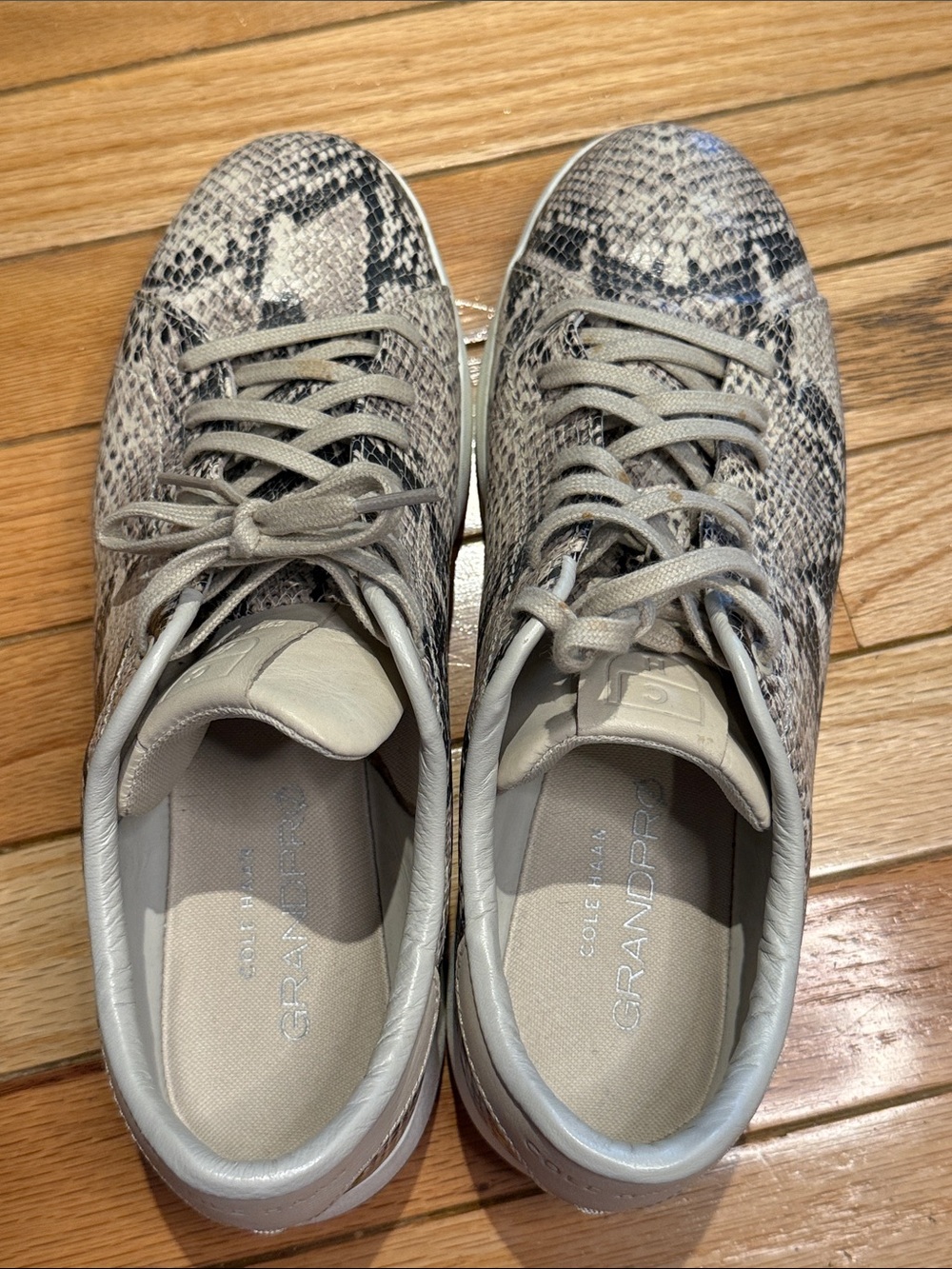 Cole Haan Neutral Snake-Print GrandPro Lace-Up Sneakers